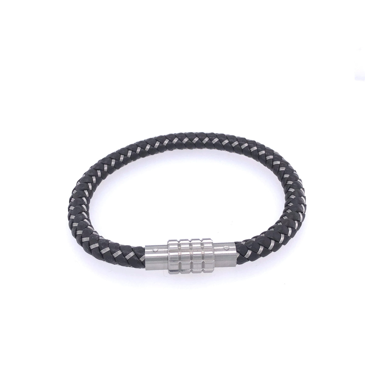Braided Leather and Steel Bracelet | Kermar | Luby 