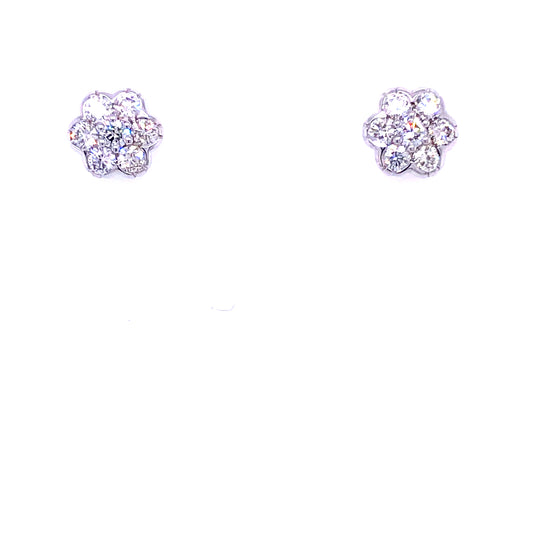 18k Flower-Shaped 0.50cts Cupid Cut Diamonds White Gold Stud Earrings | Luby Diamond Collection | Luby 