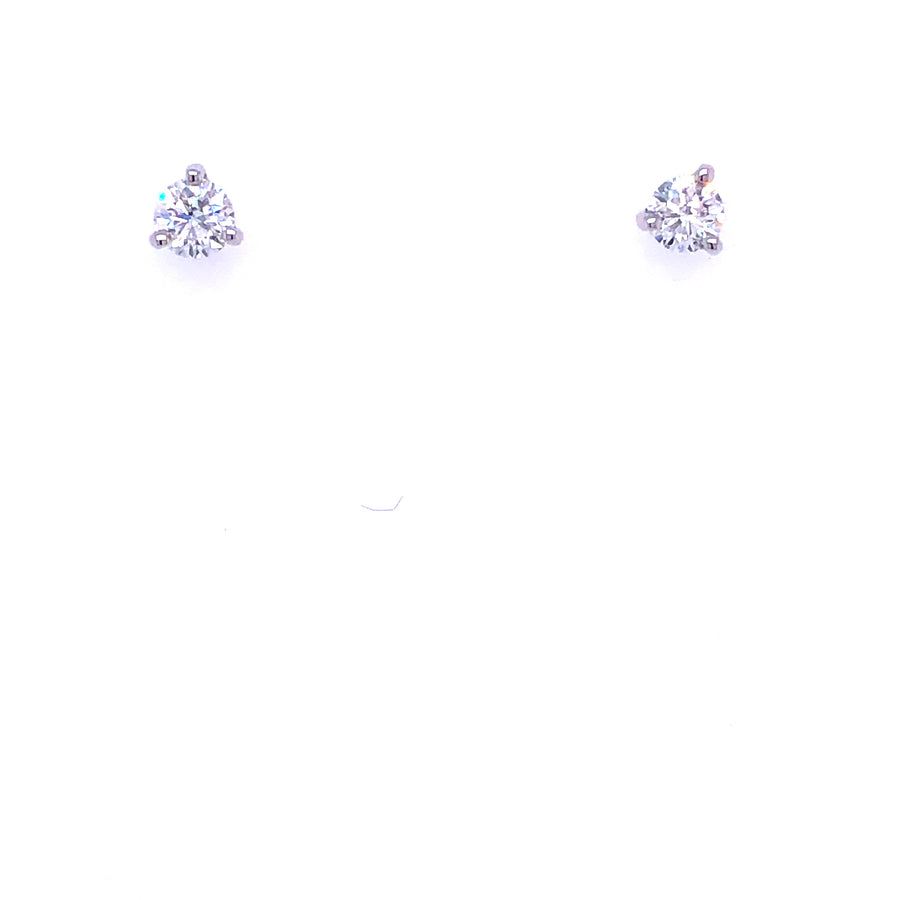 18K Triple Prong 0.75cts Cupid Cut Diamonds White Gold Stud Earrings
