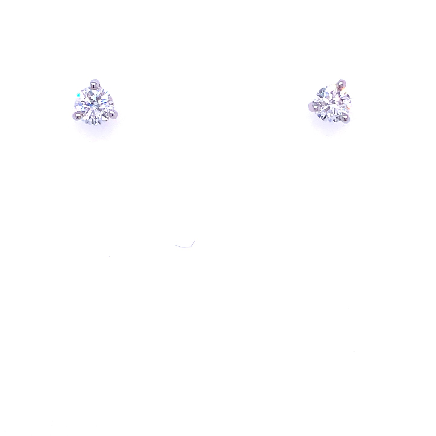 18K Triple Prong 1.00cts Cupid Cut Diamonds White Gold Stud Earrings | Luby Diamond Collection | Luby 