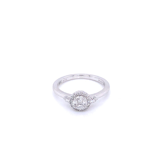 Zeghani White Gold Round Cut Halo Engagement Ring | Zeghani | Luby 