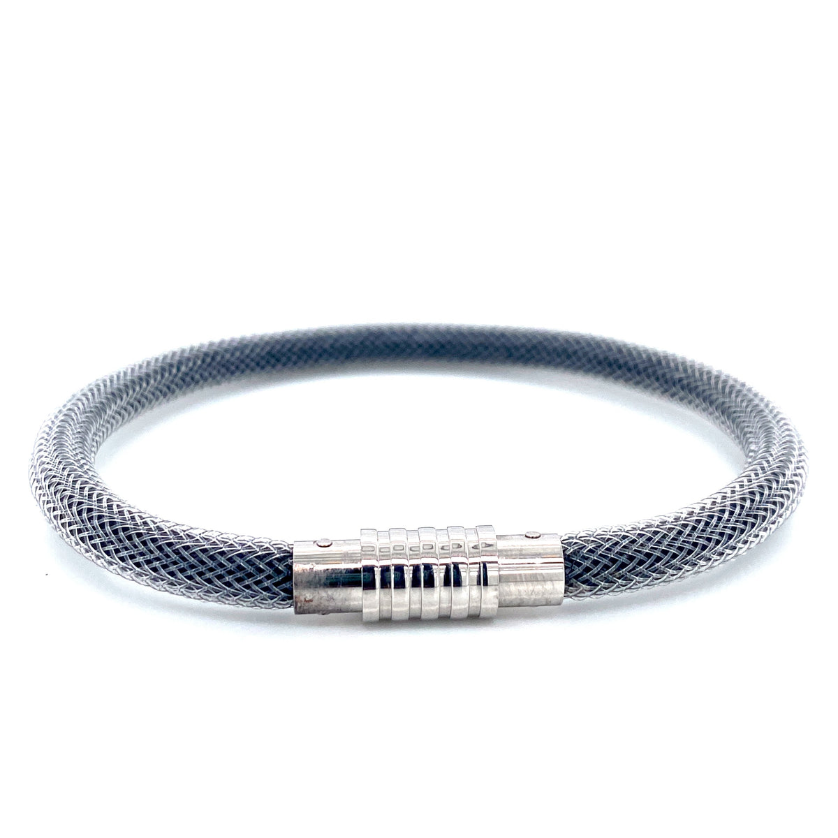 Nylon Braided Bracelet (Silver/Black) | Kermar | Luby 