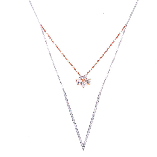 WHITE & ROSE GOLD DOUBLE NECKLACE | Simon G | Luby 