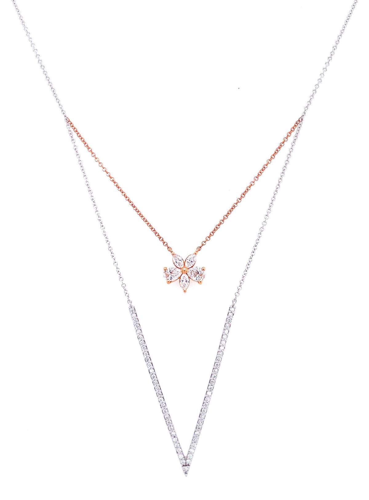 WHITE & ROSE GOLD DOUBLE NECKLACE | Simon G | Luby 