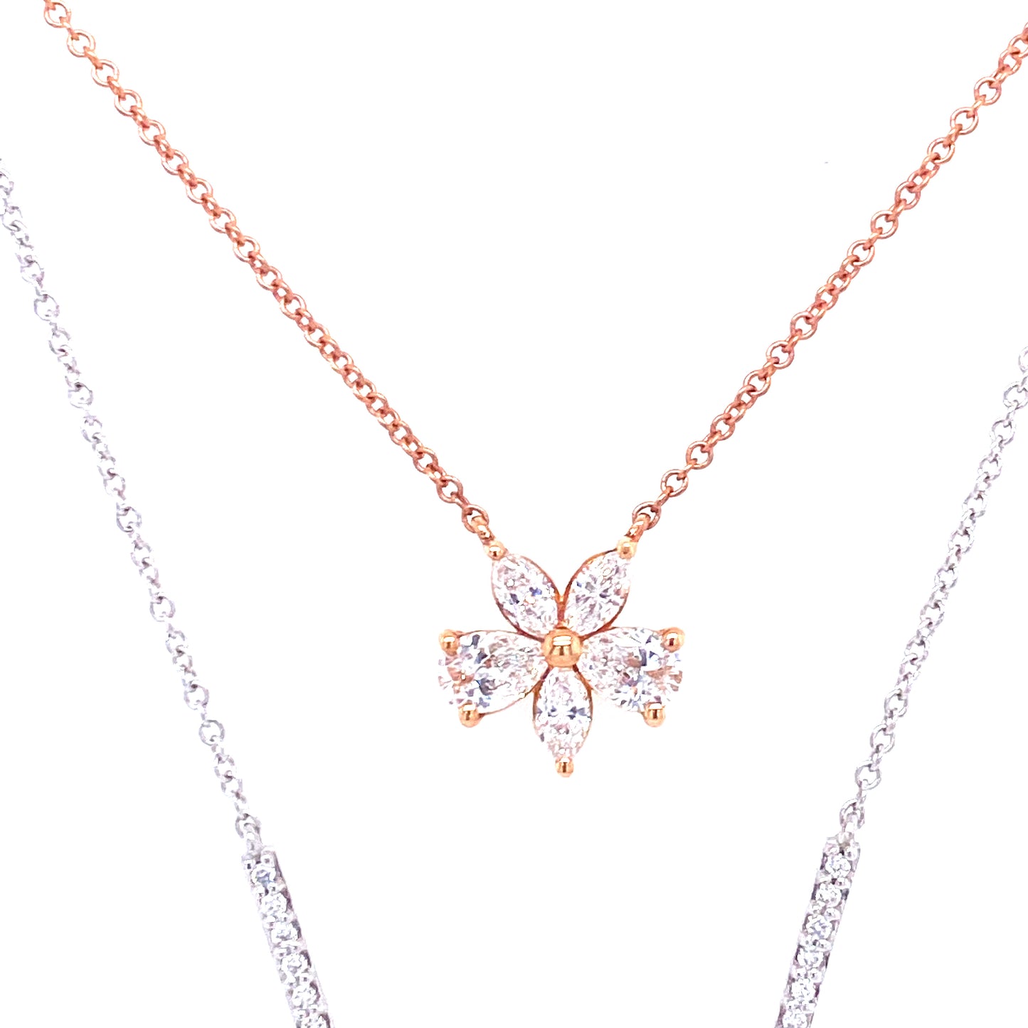 WHITE & ROSE GOLD DOUBLE NECKLACE | Simon G | Luby 