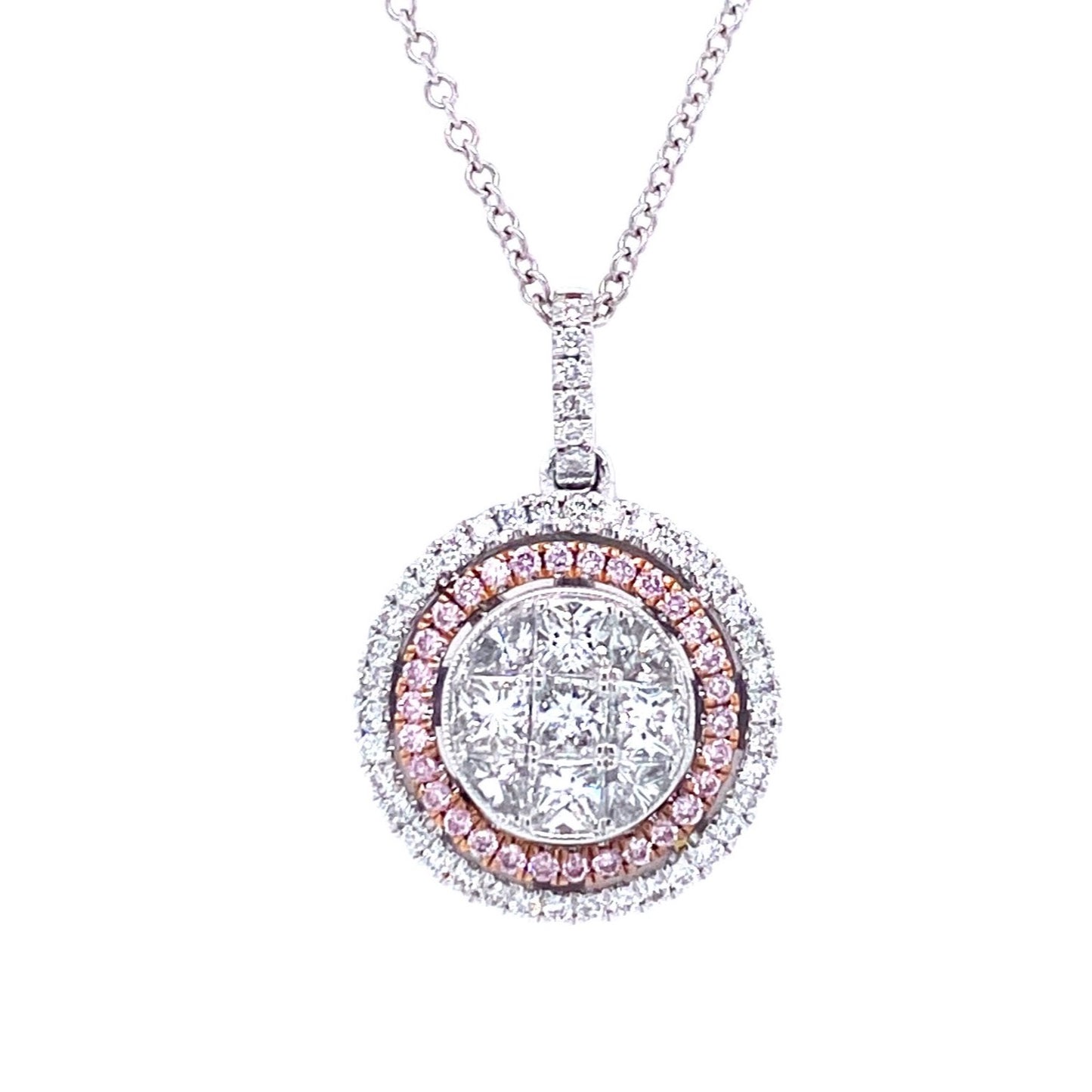 WHITE & ROSE GOLD WITH PINK DIAMONDS NECKLACE | Simon G | Luby 