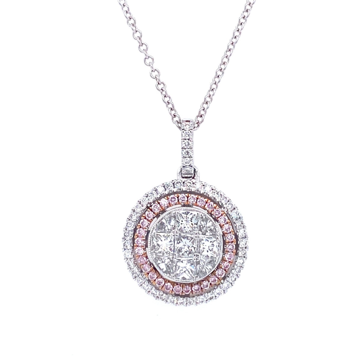 WHITE & ROSE GOLD WITH PINK DIAMONDS NECKLACE | Simon G | Luby 