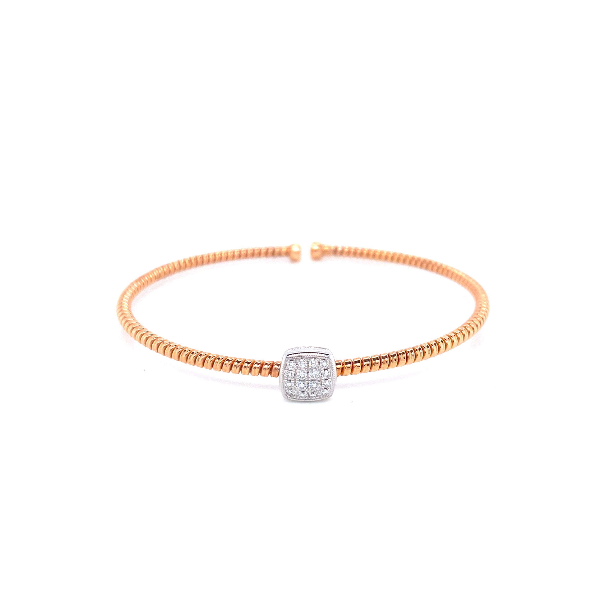 WHITE & ROSE GOLD DIAMONDS BANGLE | Simon G | Luby 