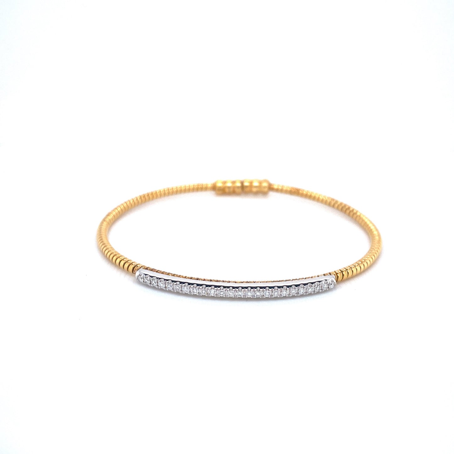 YELLOW & WHITE GOLD DIAMOND BAR BANGLE | Simon G | Luby 