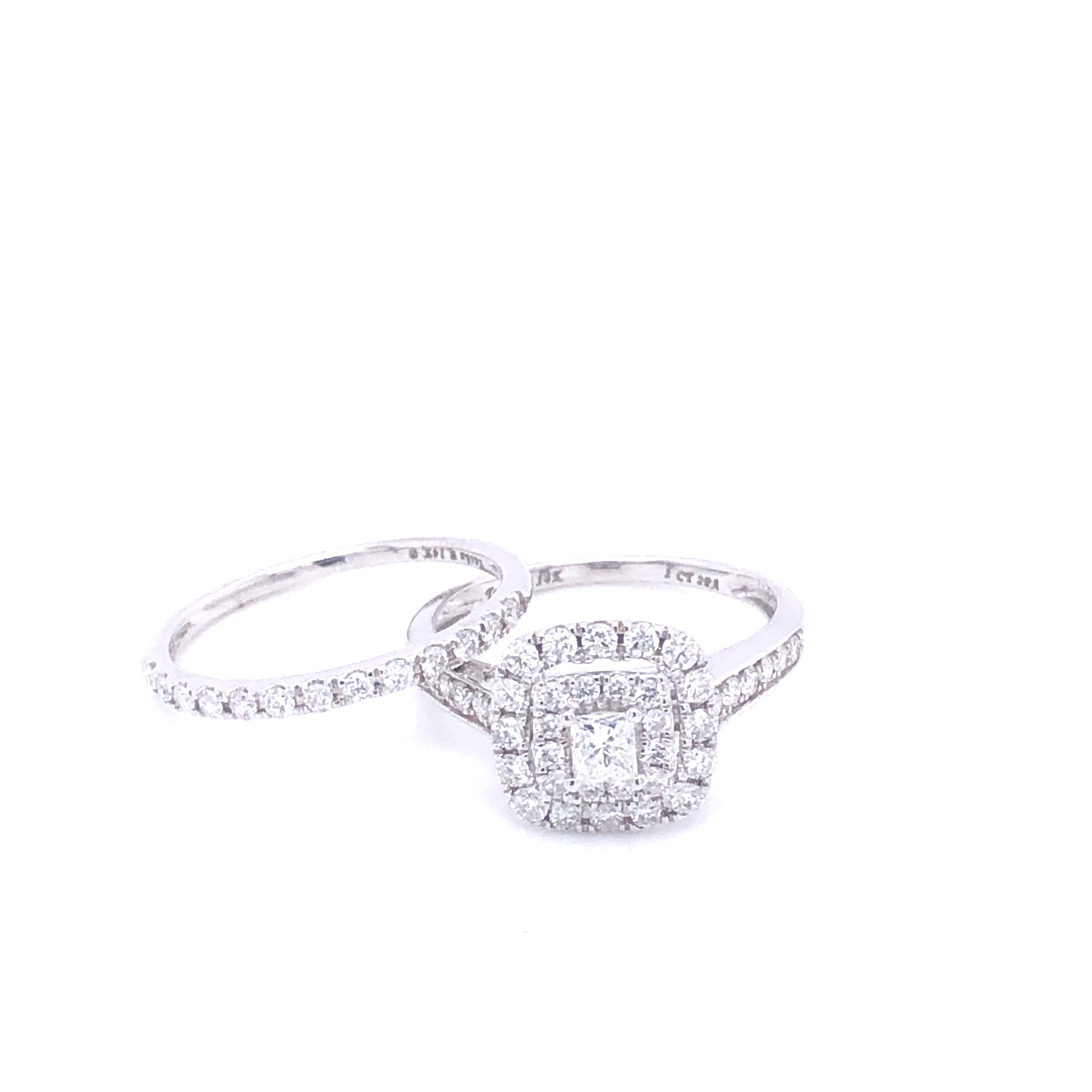 Square-Shaped Princess Cut Diamond White Gold Engagement Set | Luby Diamond Collection | Luby 