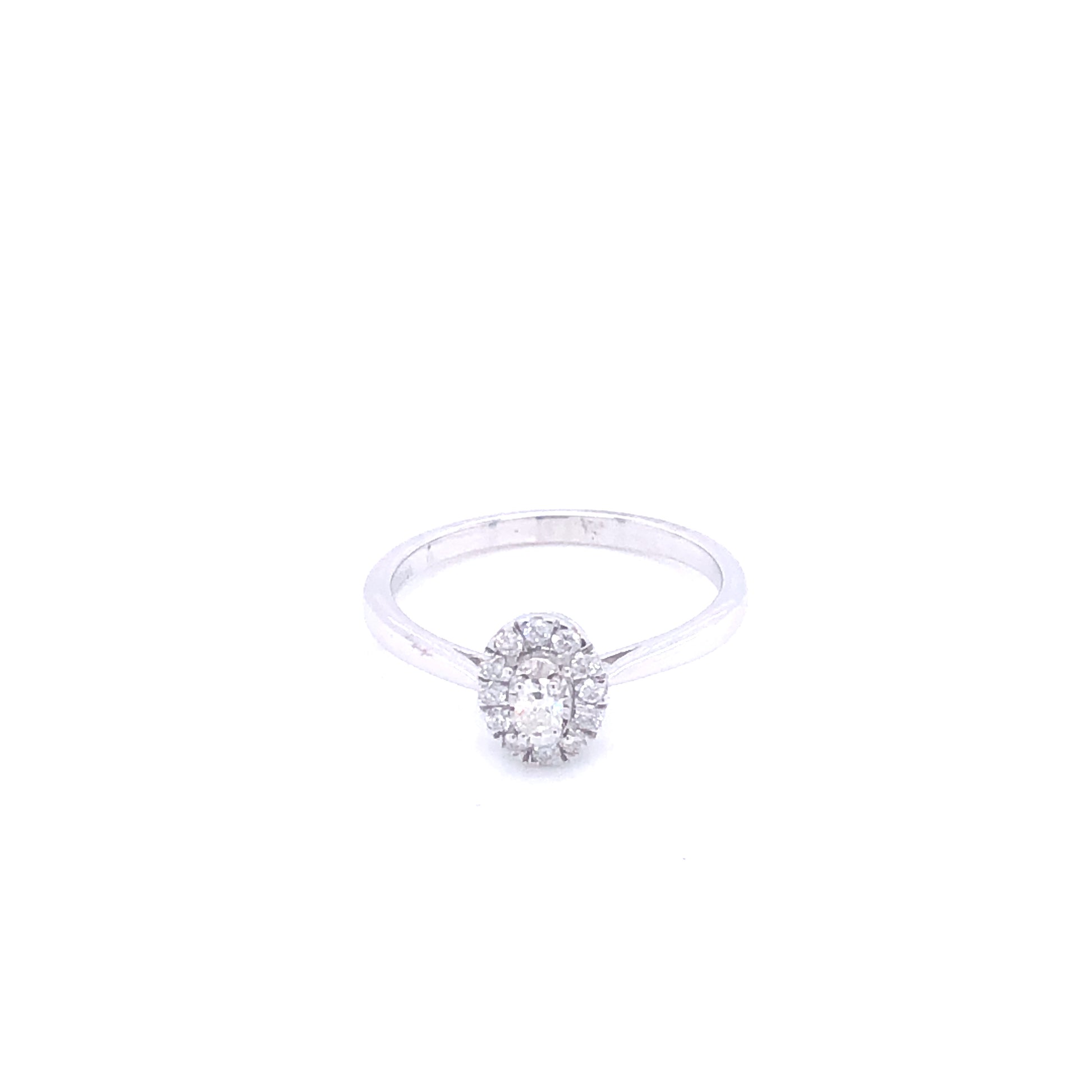 14K Diamond Oval Halo White Gold Engagement Ring | Luby Diamond Collection | Luby 
