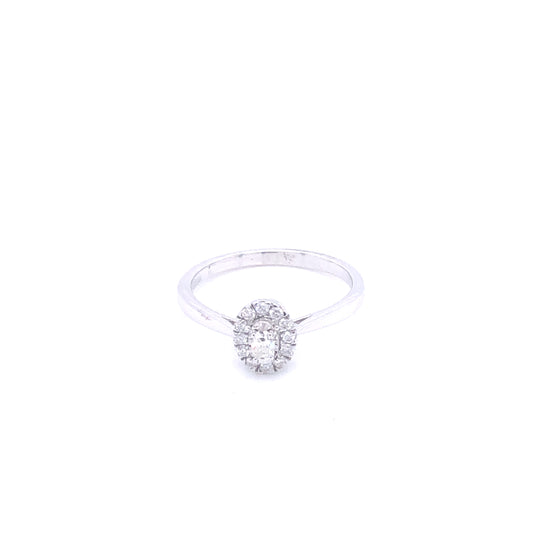 14K Diamond Oval Halo White Gold Engagement Ring | Luby Diamond Collection | Luby 