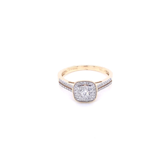 Squared-Shaped Round Cut Diamonds Gold Engagement Ring | Luby Diamond Collection | Luby 