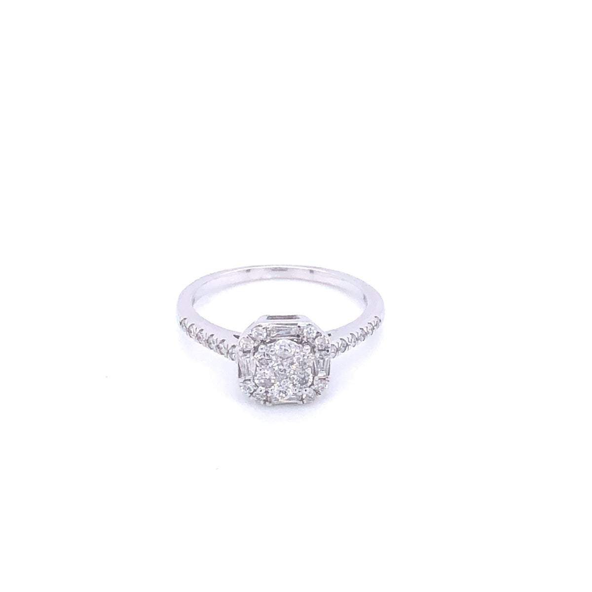 14K DIAMOND Ascher-Shaped Multi-Cut Diamonds White Gold Engagement Ring | Luby Diamond Collection | Luby 