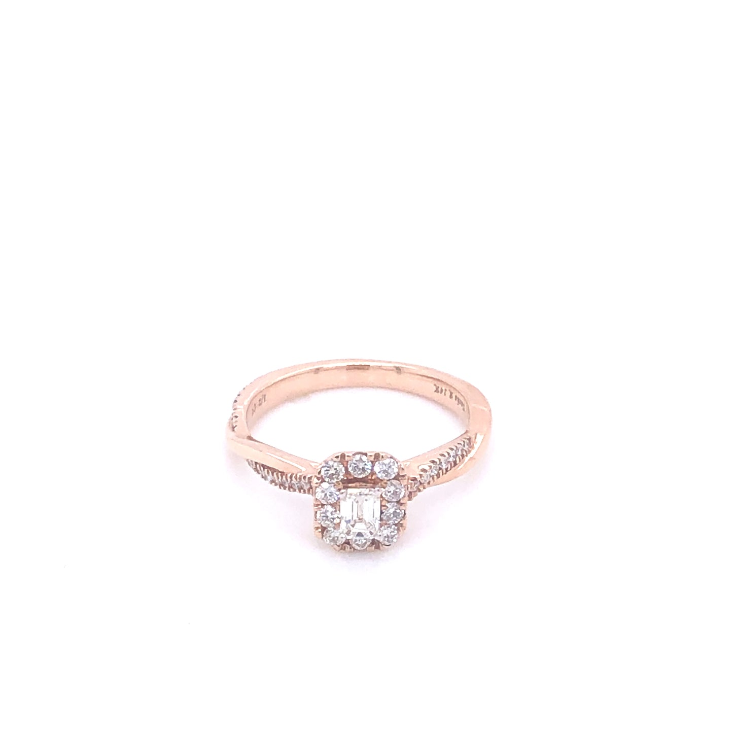 Emerald-Shaped Entwined Rose Gold Engagement Ring | Luby Diamond Collection | Luby 