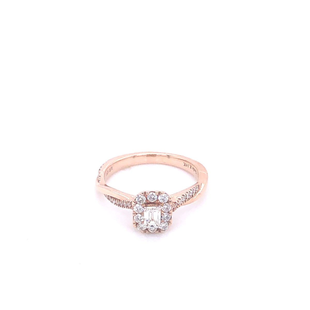 Emerald-Shaped Entwined Rose Gold Engagement Ring | Luby Diamond Collection | Luby 