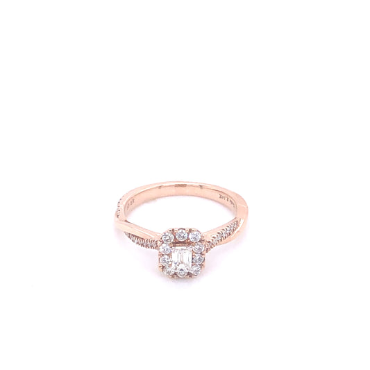 Emerald-Shaped Entwined Rose Gold Engagement Ring | Luby Diamond Collection | Luby 