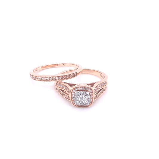 Square-Shaped Rose Gold & Diamond Ring Set | Luby Diamond Collection | Luby 