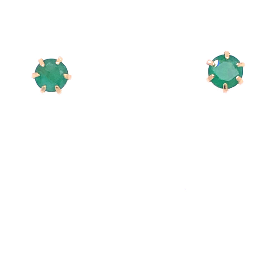 14K Gem Stone Emerald Earring Stud