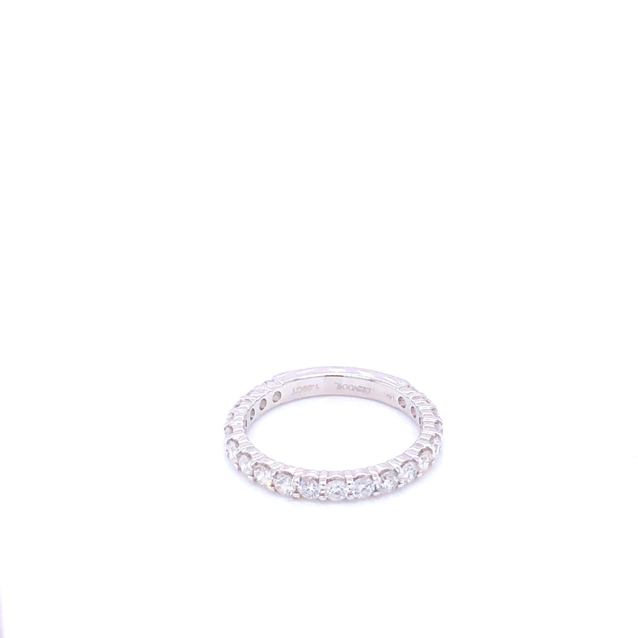 14K DIAMOND Full Shared Prong Set White Gold Wedding Band
