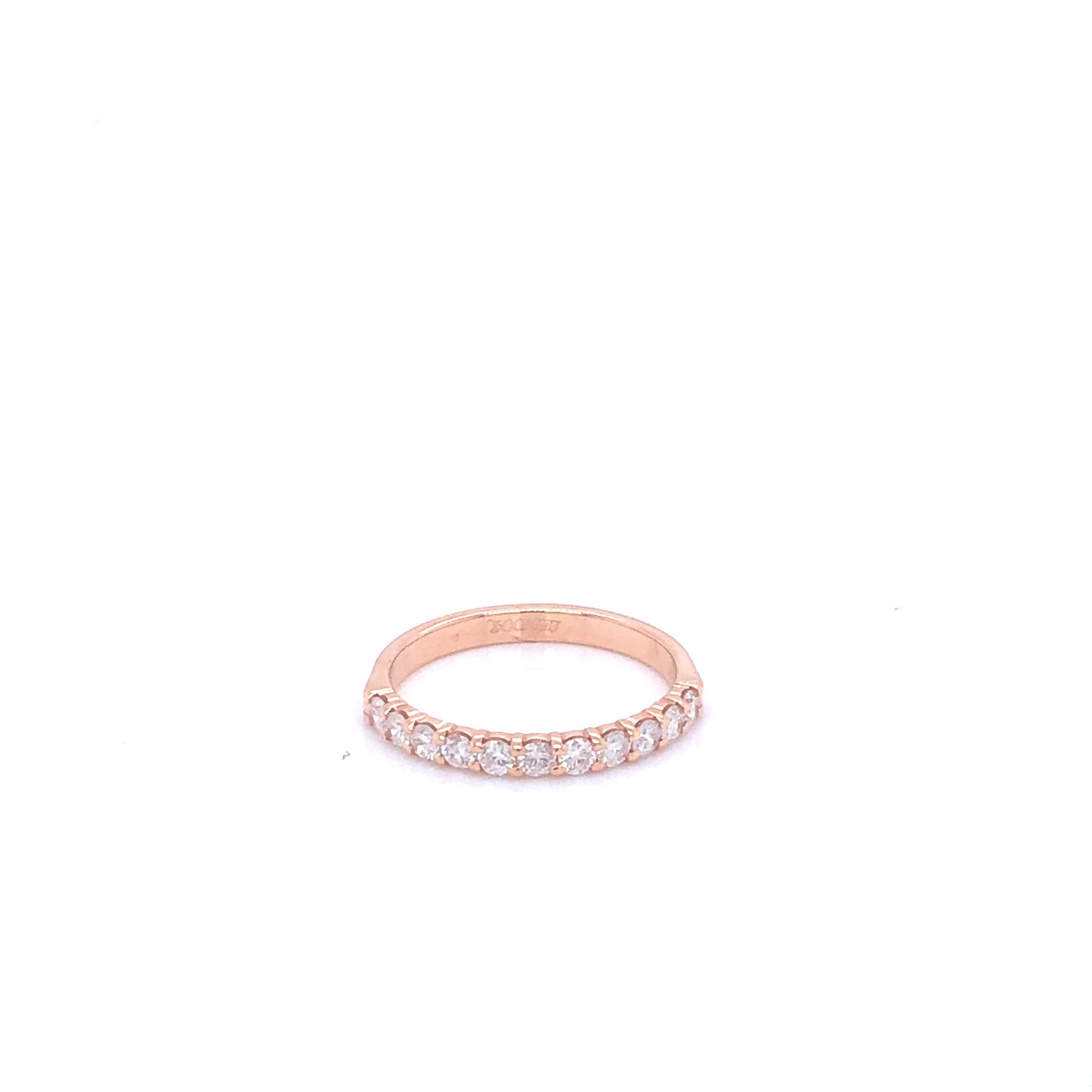 14k Diamond Shared Prong Set Diamonds Rose Gold Wedding Band | Luby Diamond Collection | Luby 