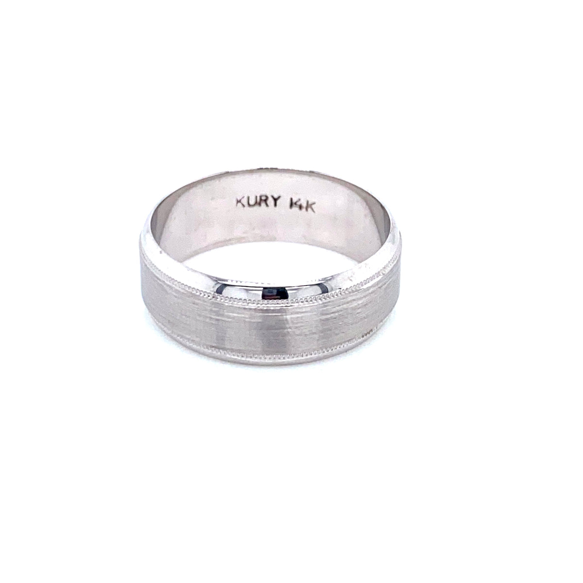 14K Wide Matte White Gold Men Wedding Band | Luby Gold Collection | Luby 