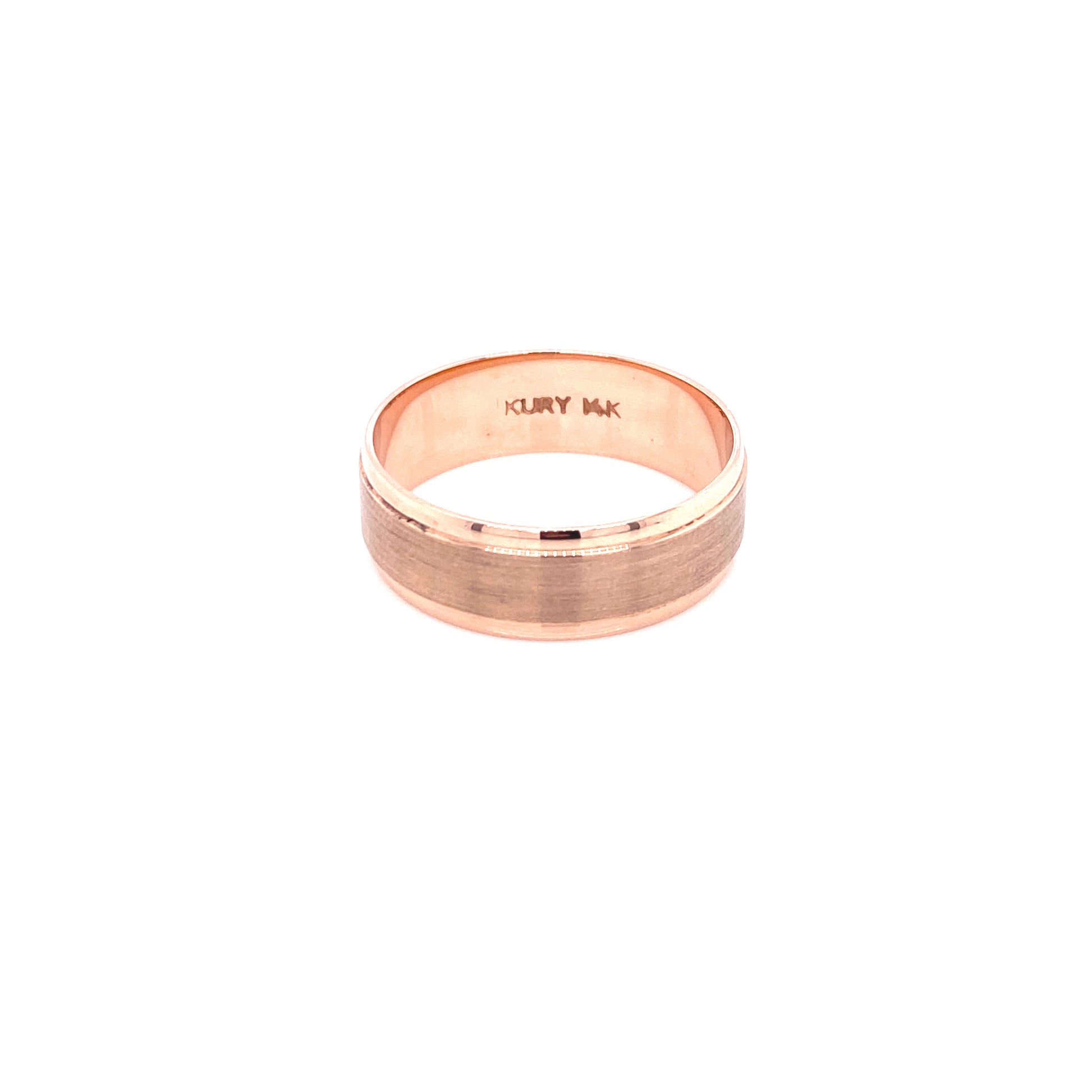 14K Matte Stripe Rose Gold Men Wedding Band | Luby Gold Collection | Luby 