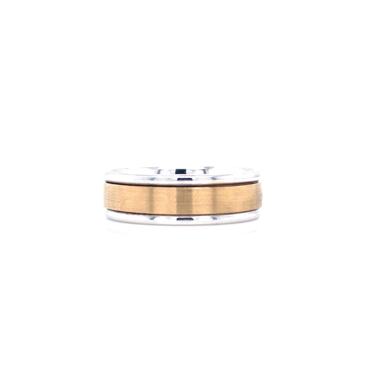 14K Matte Gold Stripe Two-Toned Men Wedding Band | Luby Gold Collection | Luby 