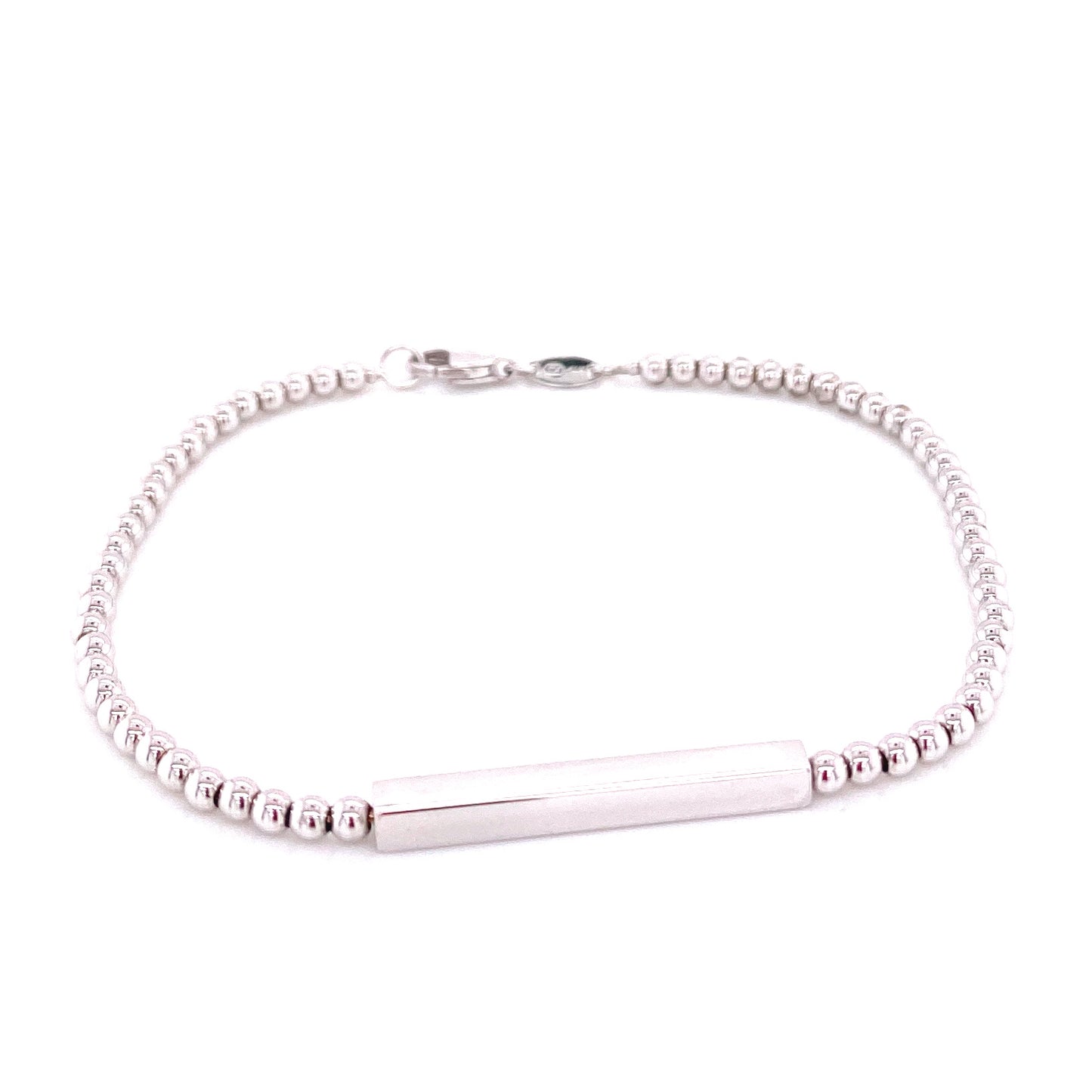 14K Long Plate Beads White Gold Bracelet | Luby Gold Collection | Luby 