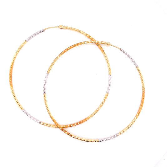 14K Large Tri-Color Gold Hoops | Luby Gold Collection | Luby 