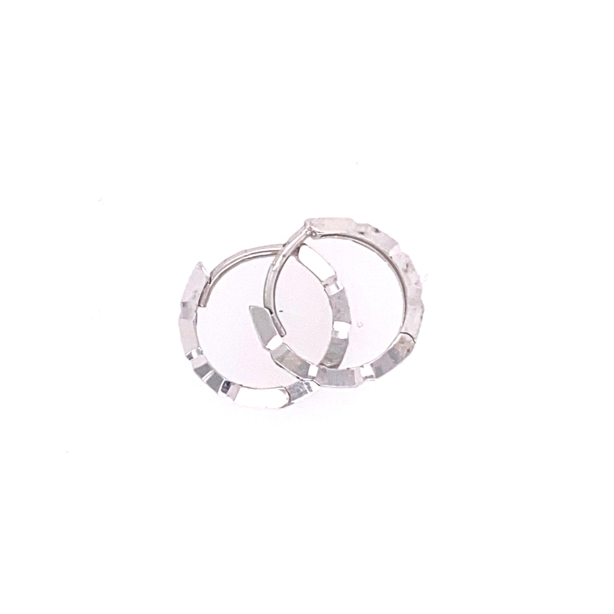 Faceted 14k White Gold Huggies | Luby Gold Collection | Luby 