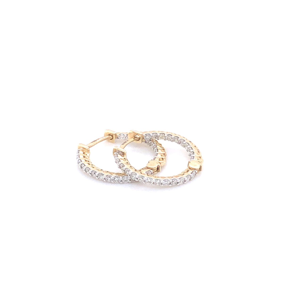 14k Diamond Yellow Gold 0.50ct Diamond Small Hoop Earrings | Luby Diamond Collection | Luby 