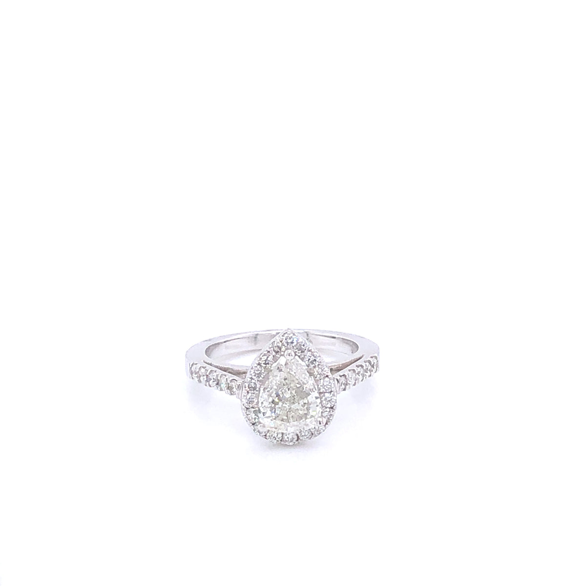 14k Diamond Pear Cut Diamond Halo White Gold Engagement Ring | Luby Diamond Collection | Luby 
