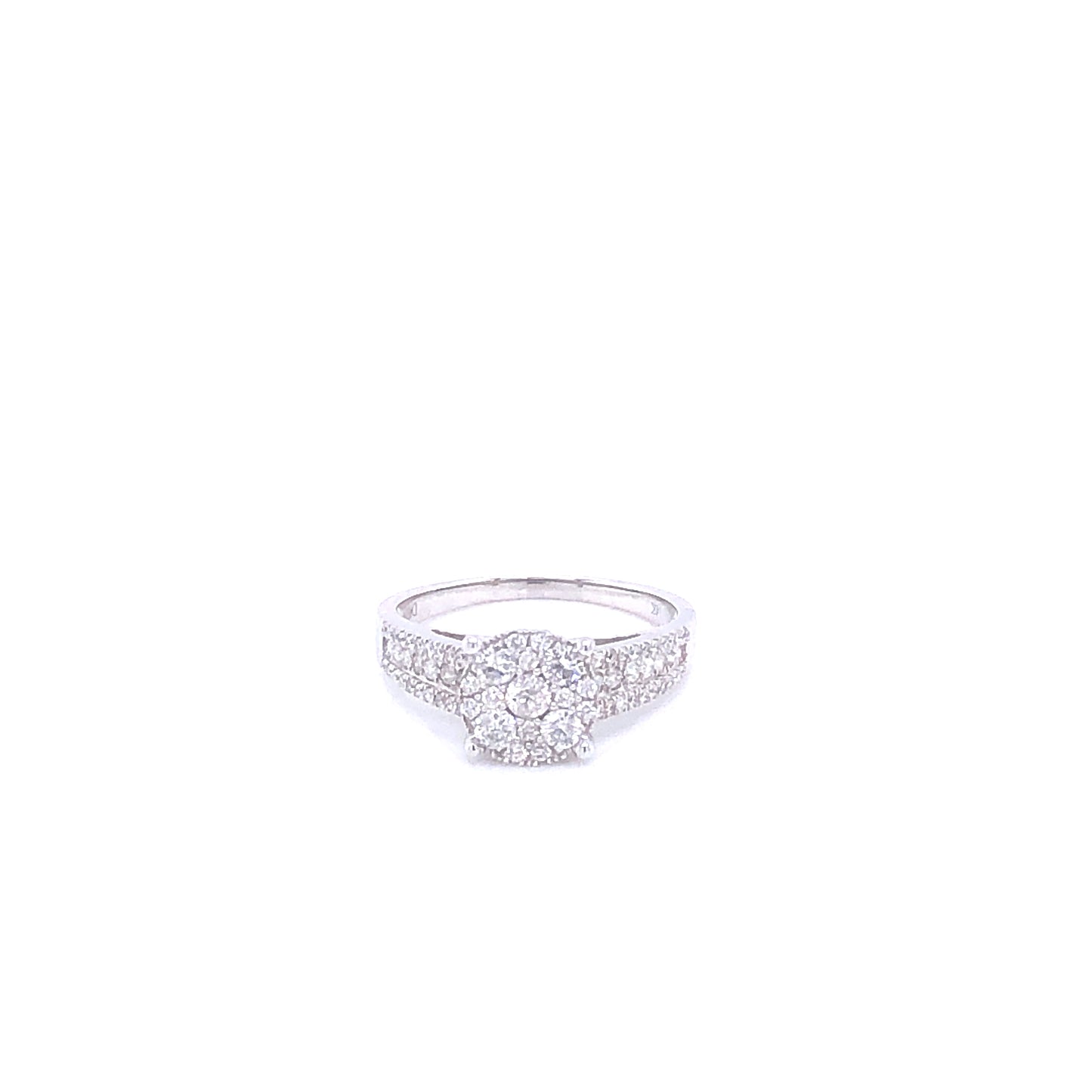 Round-Shaped Big Diamond Cluster White Gold Engagement Ring | Luby Diamond Collection | Luby 
