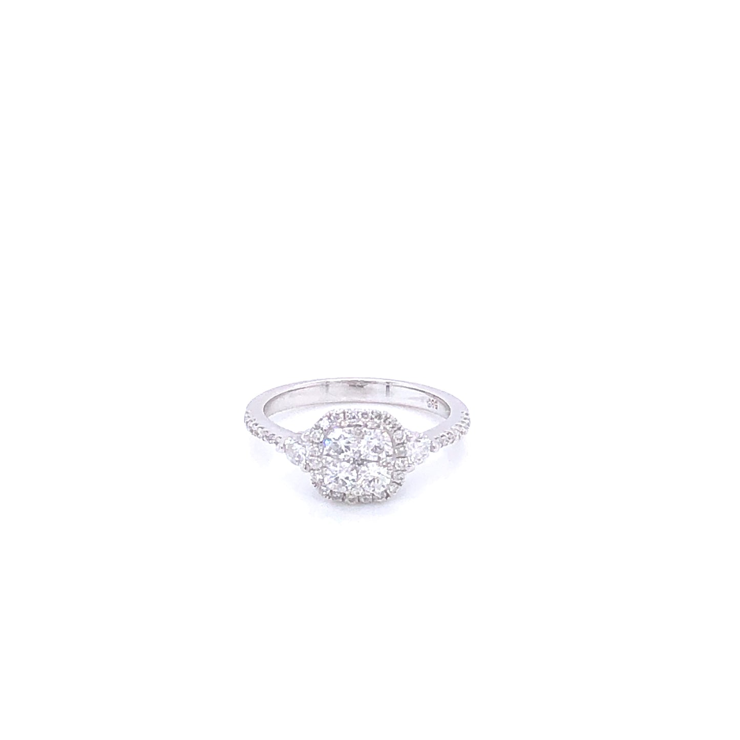 14K Diamond Multiple Round Cut Diamonds White Gold Engagement Ring | Luby Diamond Collection | Luby 