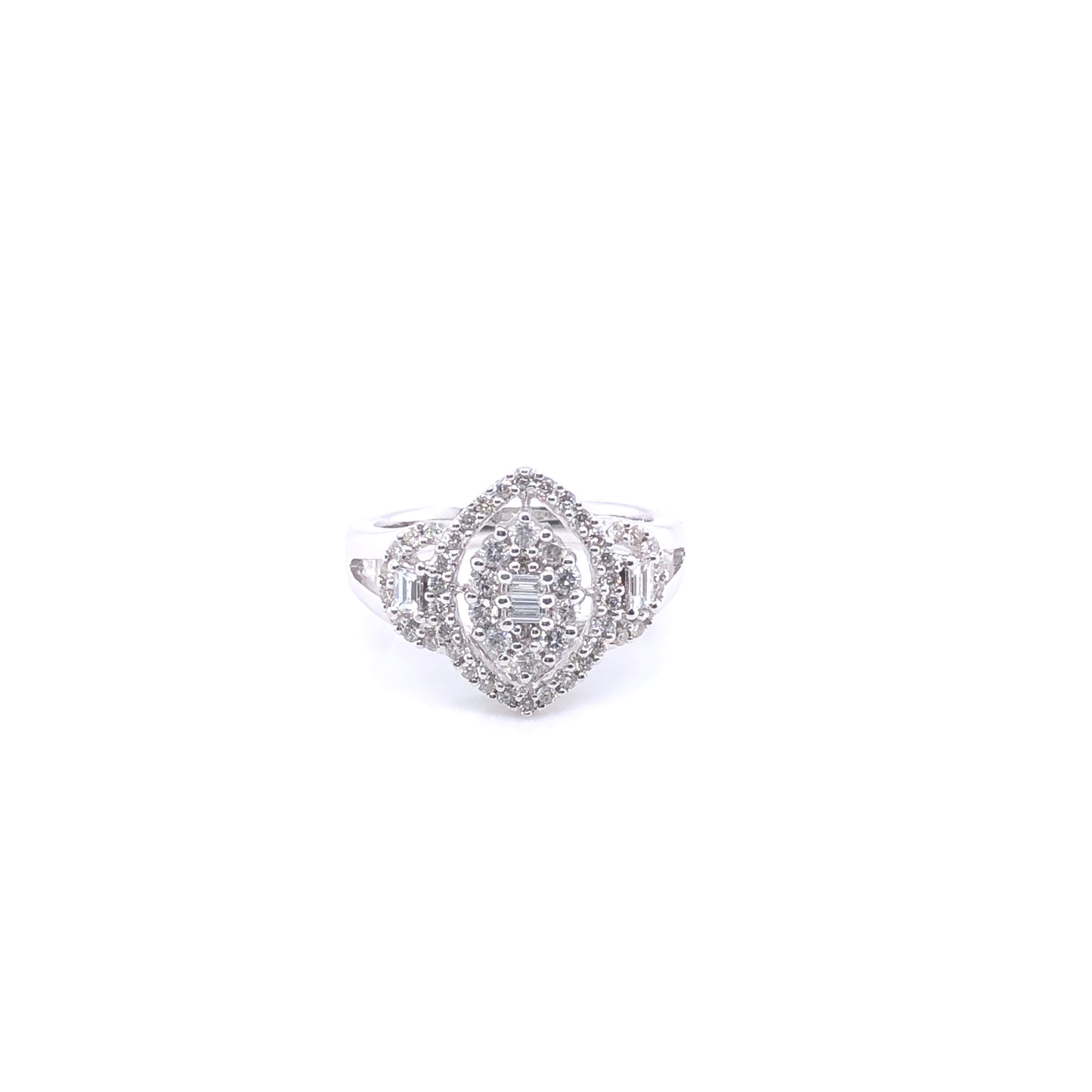 14K Diamond Marquise-Shaped White Gold Engagement Ring | Luby Diamond Collection | Luby 