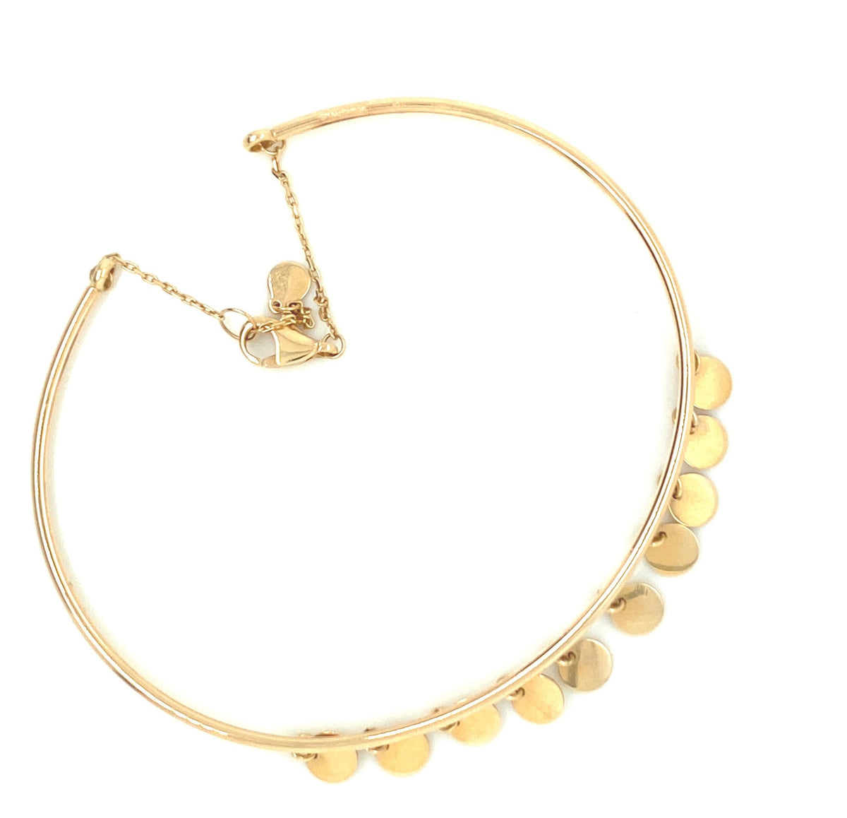 14K Small Circle Dangles Gold Bangle Bracelet | Luby Gold Collection | Luby 