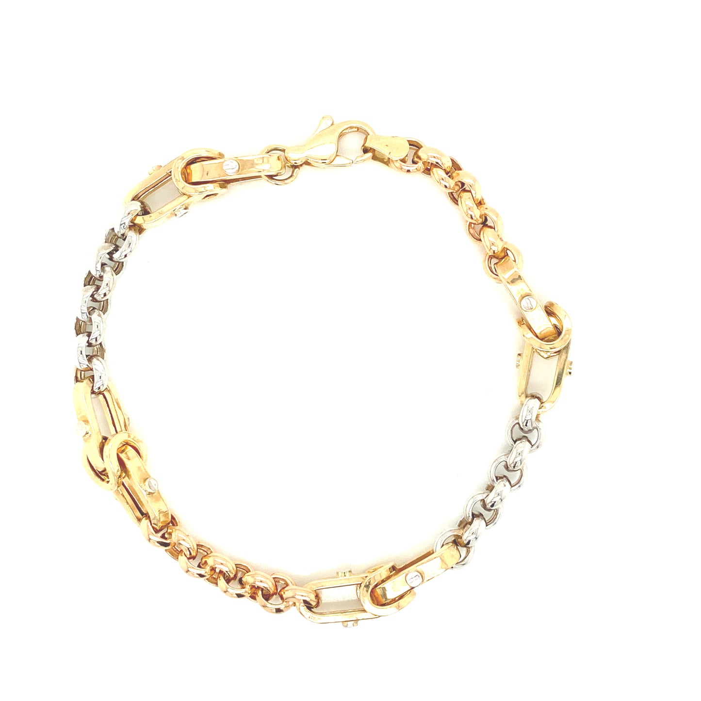 14K Double Link Two-Tone Gold Bracelet | Luby Gold Collection | Luby 