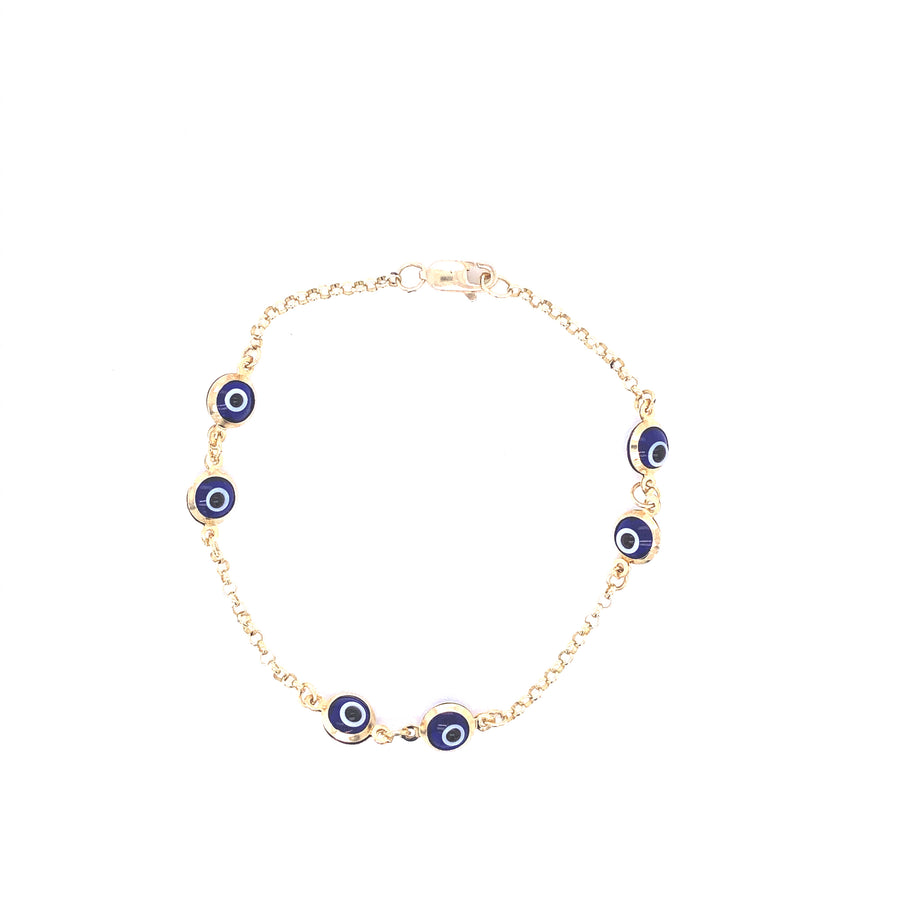 14K Dark Blue Evil Eye Gold Bracelet