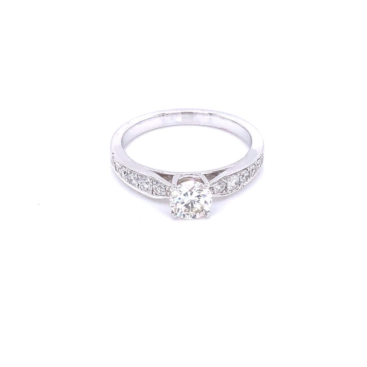 18k Diamond Prong Set Round Cut White Gold Engagement Ring | Luby Diamond Collection | Luby 