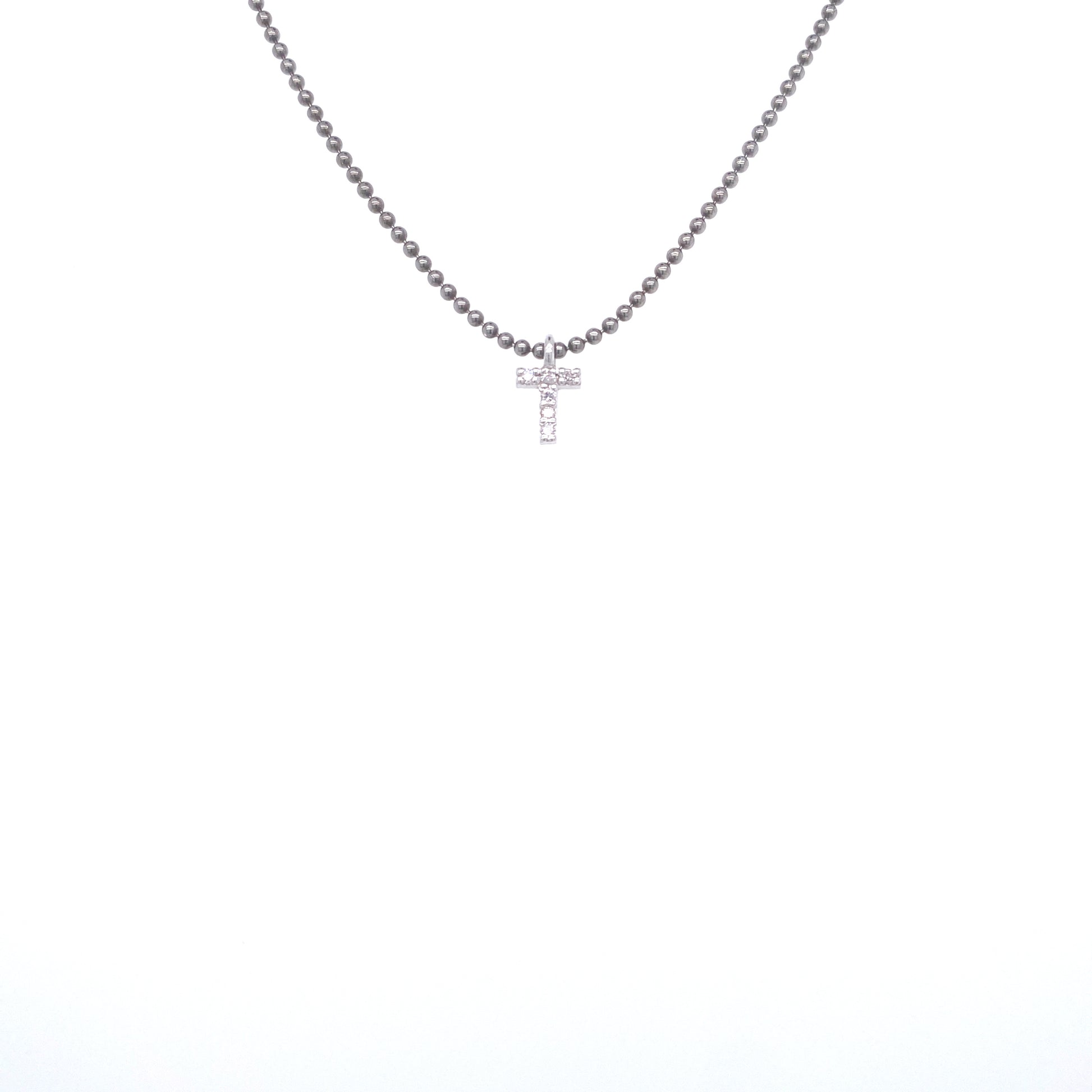 Necklace With Small Initial T and Diamond | Bernat Rubi | Luby 