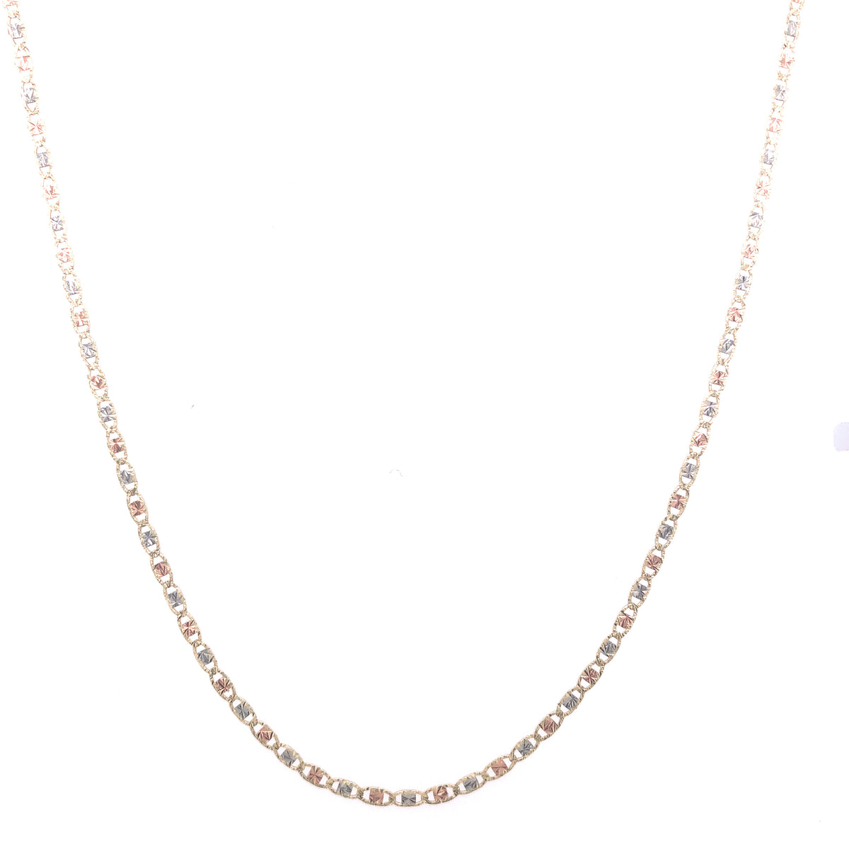 14K Valentino Flat Link Tri-Color Gold Chain (1.9mm) | Luby Gold Collection | Luby 