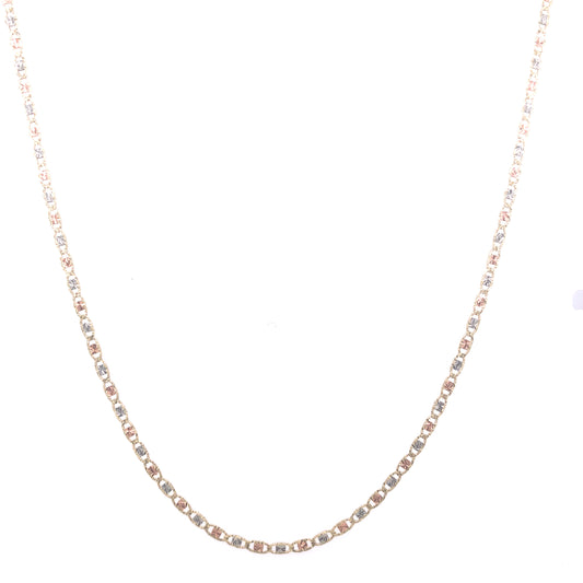 14K Valentino Flat Link Tri-Color Gold Chain (2mm) | Luby Gold Collection | Luby 