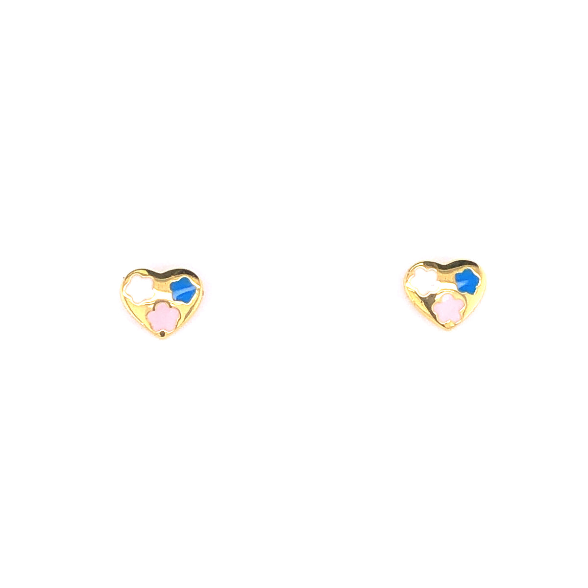 HEARTS WITH COLOR FLOWERS EARRINGS | Luby Gold Collection | Luby 
