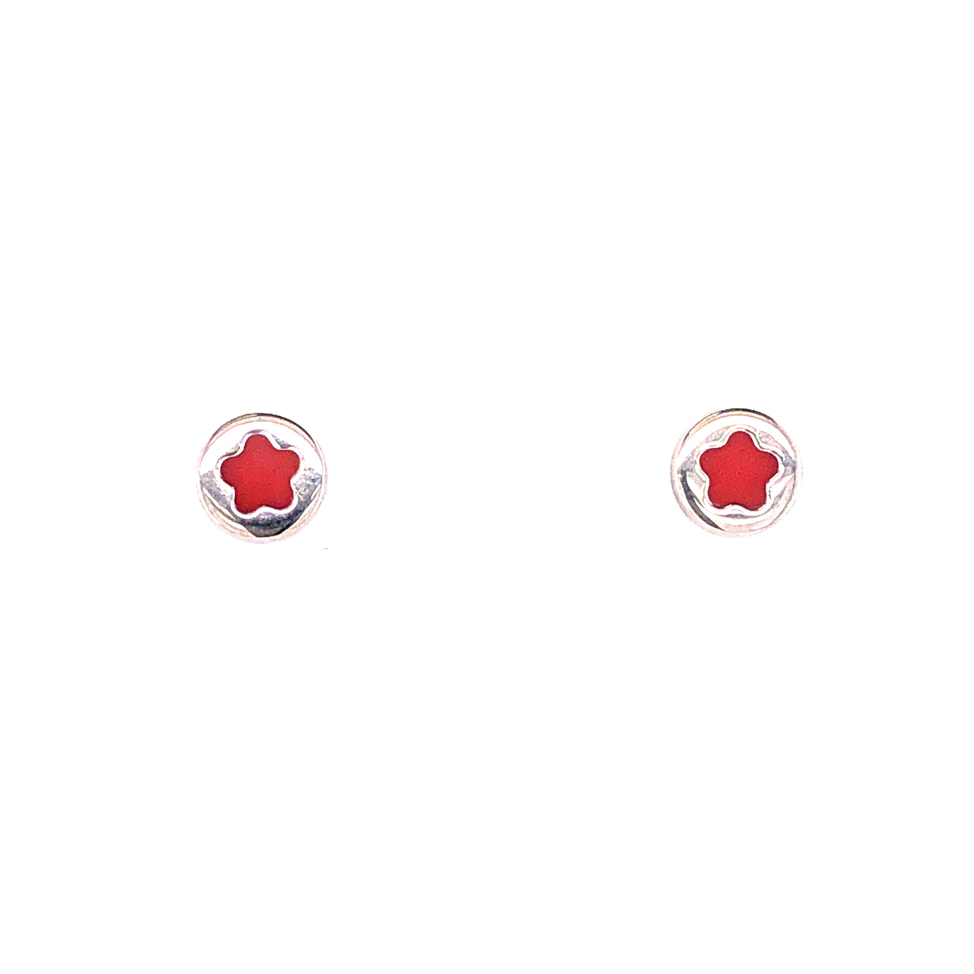 14K SMALL CIRCLE WITH DAISY RED EARRINGS | Luby Gold Collection | Luby 