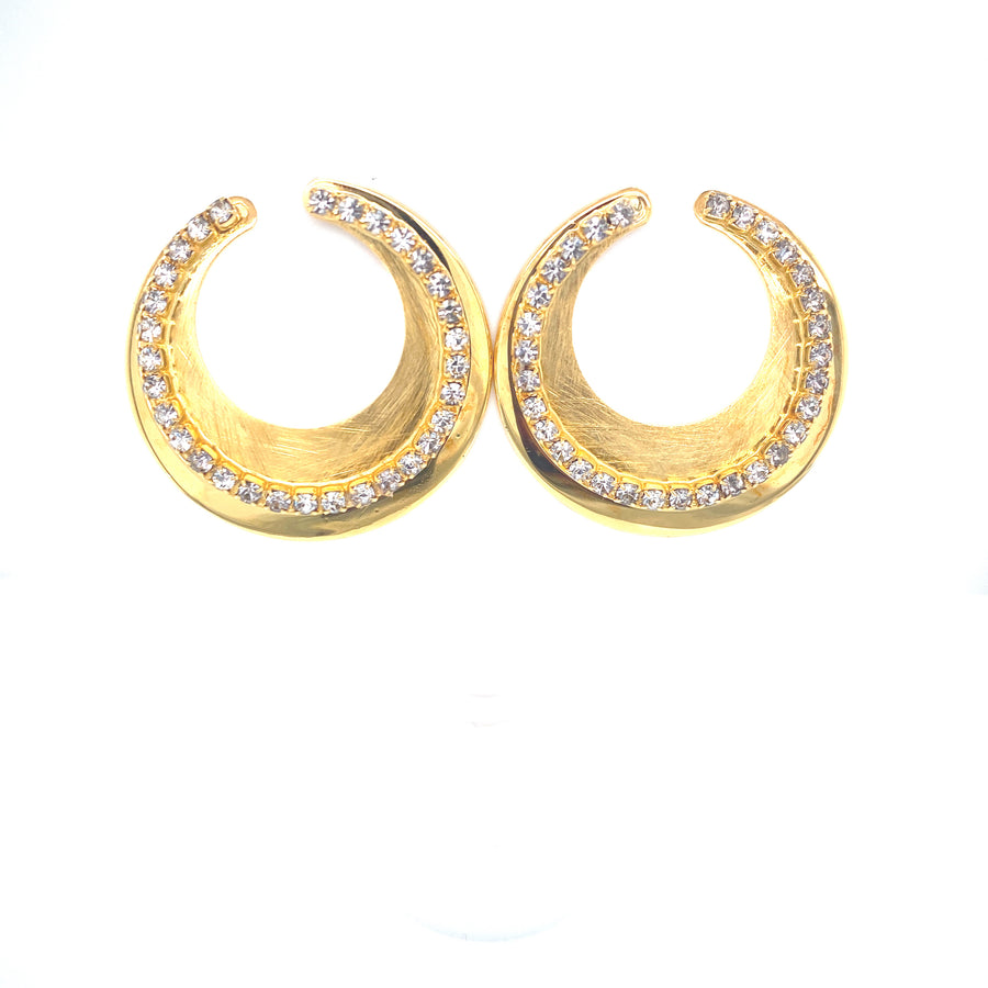 New Moon Curved Swirl Golden Earrings