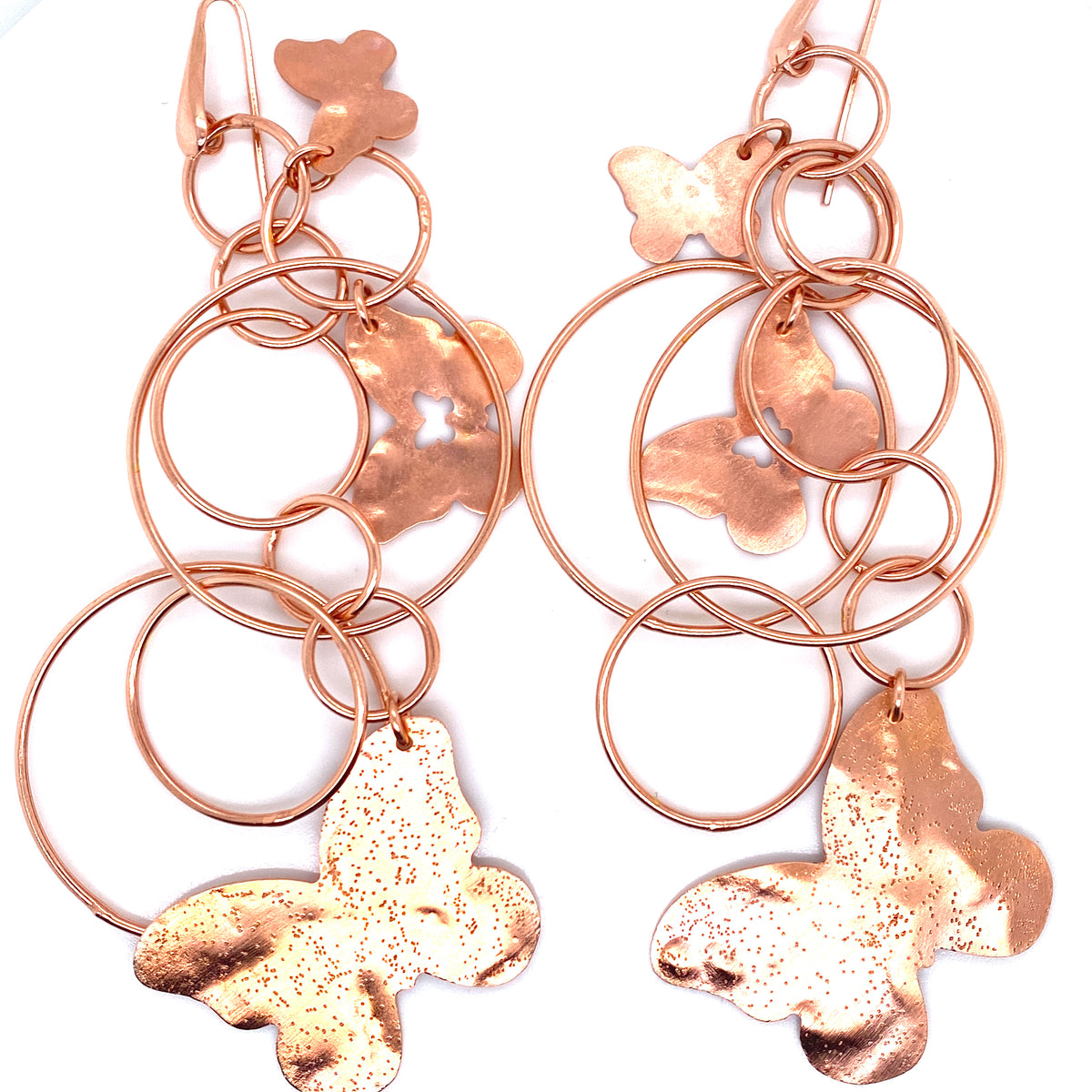 Desire Circles & Butterflies Long Bronze Dangle Earrings | Stroili Oro | Luby 