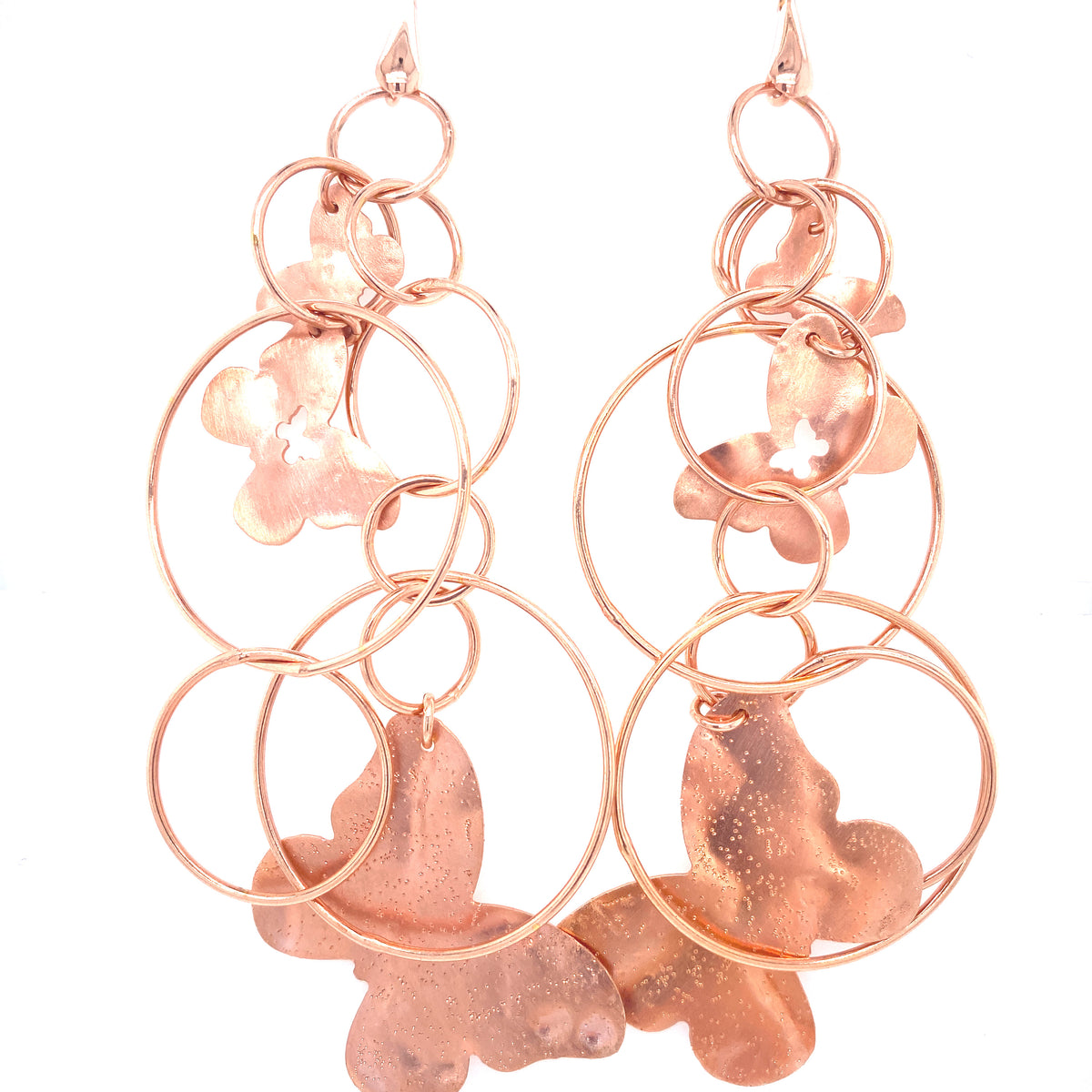 Desire Circles & Butterflies Long Bronze Dangle Earrings | Stroili Oro | Luby 