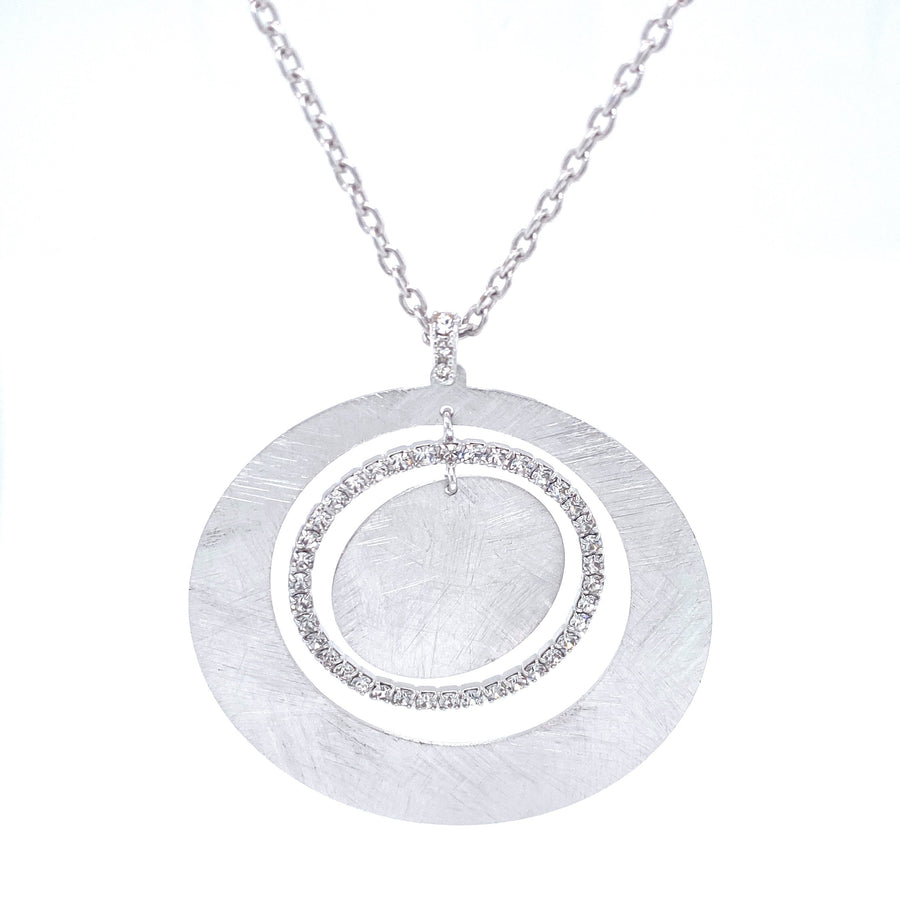 Open Circles New Moon Brass Necklace