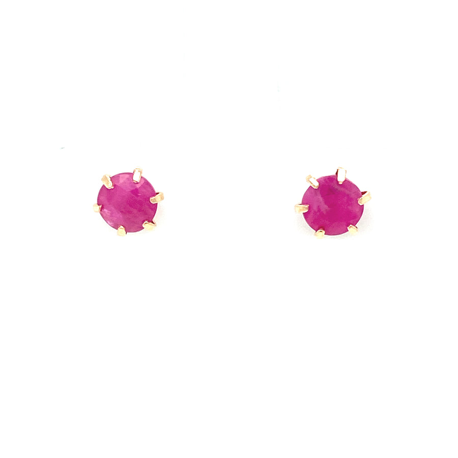 14K Gem Stone Ruby Earring Stud